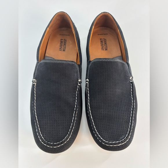 Johnston & Murphy Cord Venetian loafers 8 nubuck sheepskin leather navy main image 8
